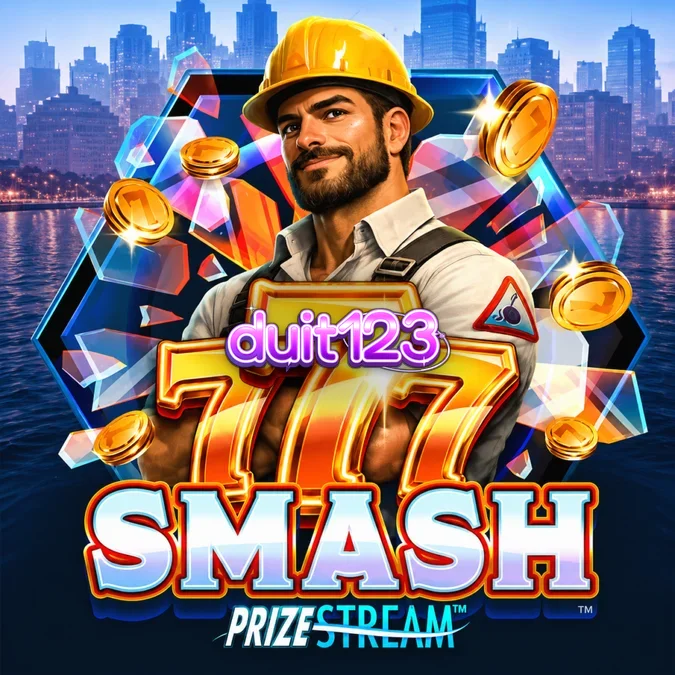 Tampilan visual slot 777 Smash dengan tema konstruksi dan bola penghancur